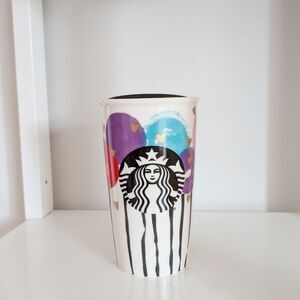 Starbucks 2016 Balloon 12oz Ceramic Tumbler Mug Hot Cold Lid